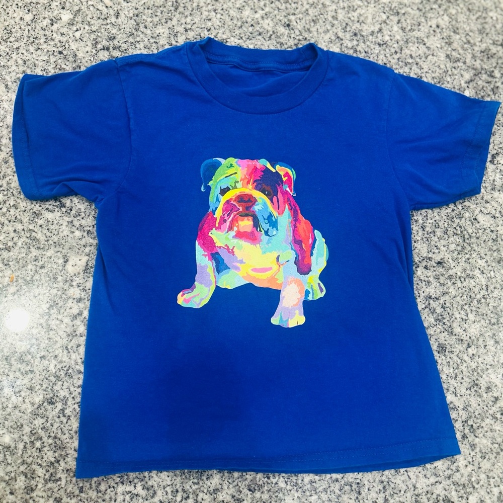 Kids Blue Bulldog Graphic T-Shirt